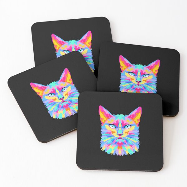 Item preview, Powell Cat Colorful Bright Modern Illustrative Cat Head designed and sold by Aesthetical Epic ⭐⭐⭐⭐⭐.