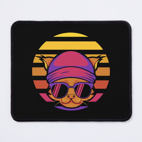Item preview, Powell Cat Black Colorful Sunset Cat Retro Vibes designed and sold by Aesthetical Epic ⭐⭐⭐⭐⭐.