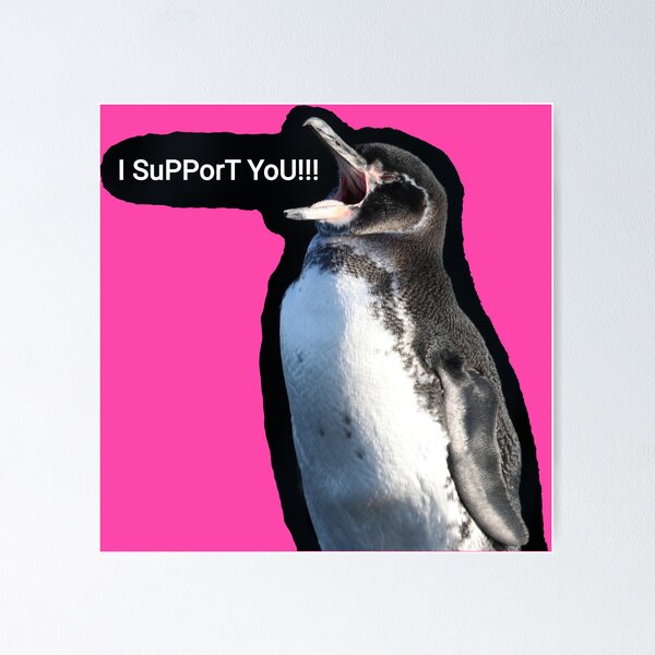 Item preview,  Galapagos Penguin supports you and your efforts (Fuchsia #FC46AA background)  designed and sold by SBPenguins.