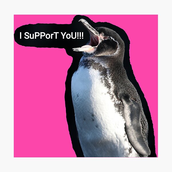 Item preview,  Galapagos Penguin supports you and your efforts (Fuchsia #FC46AA background)  designed and sold by SBPenguins.