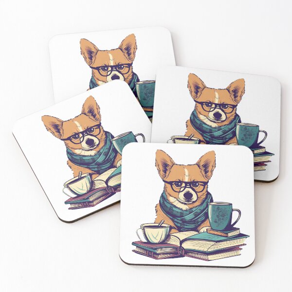 Item preview, Literary Corgi with Books, Coffee, Dogs and Social Justice on Glass designed and sold by DaringPrintsCo.