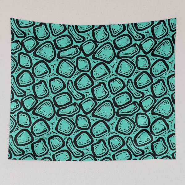 Item preview, Mid Century Modern Boulders in Fifties Aqua and Black designed and sold by CheriesArt.