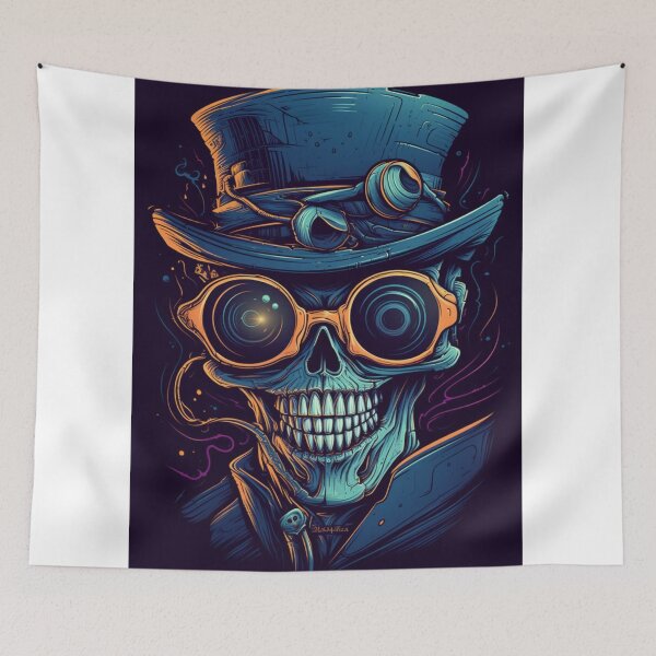 Item preview, Whimsical Psychedelic Skull Madhatter Graphic Design V.3 designed and sold by Pexelpanoramas.