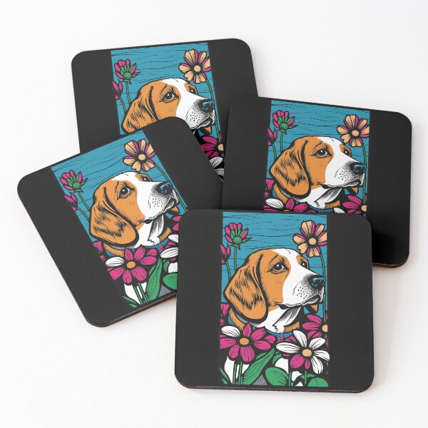 Item preview, Beagle Dog Vibrant Tropical Flower Tall Retro Vintage Digital Pop Art Portrait designed and sold by arthouseflunky.