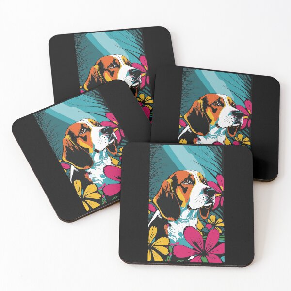 Artikelvorschau, Beagle Dog Vibrant Tropical Flower Tall Retro Vintage Digital Pop Art Portrait 2 entworfen und verkauft von arthouseflunky.