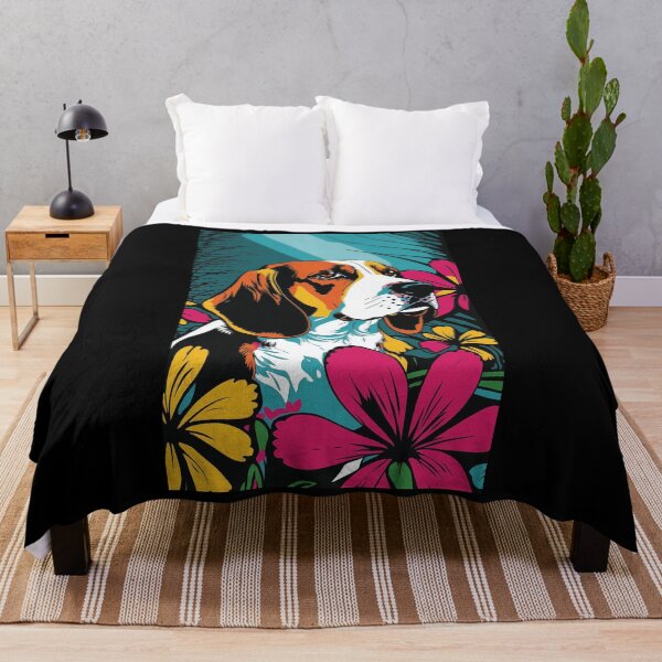 Item preview, Beagle Dog Vibrant Tropical Flower Tall Retro Vintage Digital Pop Art Portrait 2 designed and sold by arthouseflunky.