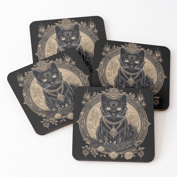 Item preview, Black Cat Familiar, monochromatic designed and sold by Fablemyst.