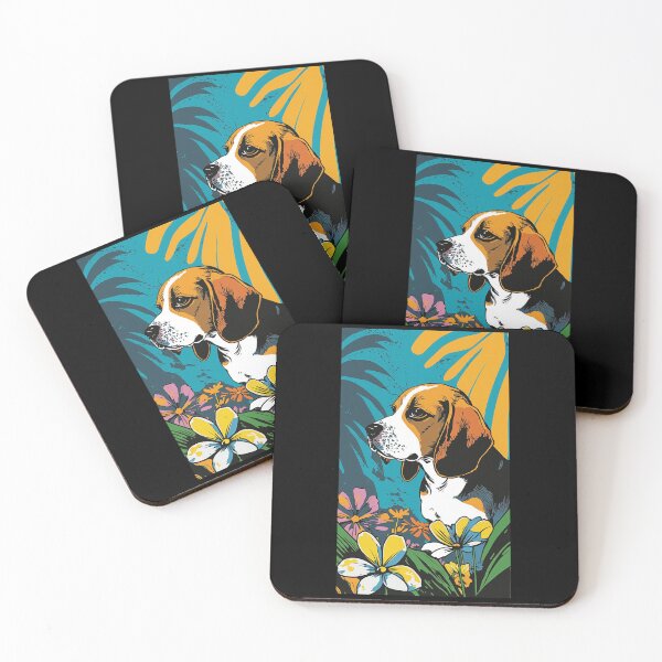 Artikelvorschau, Beagle Dog Vibrant Tropical Flower Tall Retro Vintage Digital Pop Art Portrait 3 entworfen und verkauft von arthouseflunky.