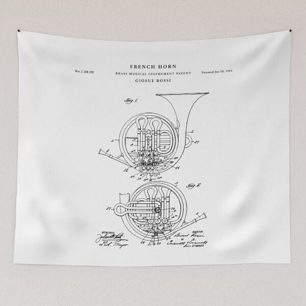 Item preview, Horn Patent Drawing Blueprint designed and sold by Vintago.