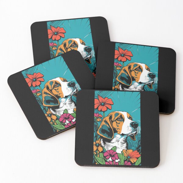 Artikelvorschau, Beagle Dog Vibrant Tropical Flower Tall Retro Vintage Digital Pop Art Portrait 4 entworfen und verkauft von arthouseflunky.