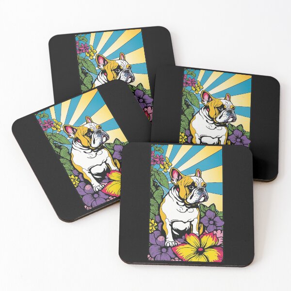 Artikelvorschau, Bulldog Vibrant Tropical Flower Tall Retro Vintage Digital Pop Art Portrait 3 entworfen und verkauft von arthouseflunky.