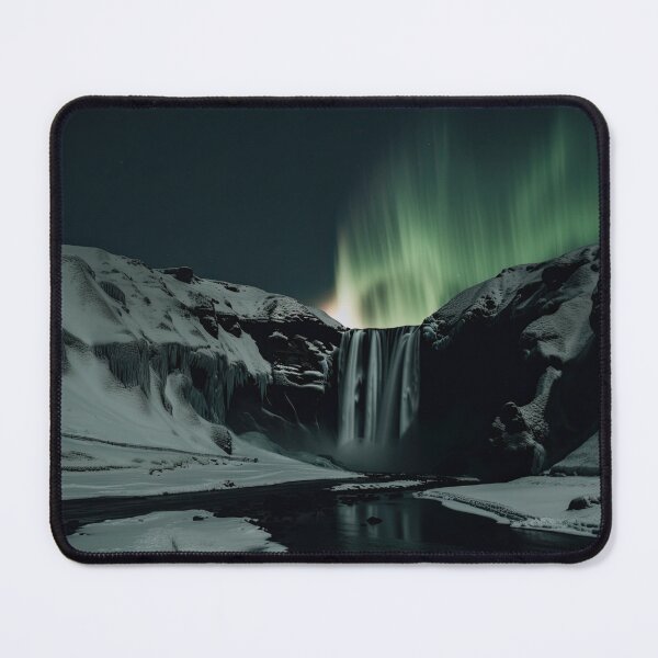 Item preview, Skogafoss waterfall aurora borealis designed and sold by pietrofoto.