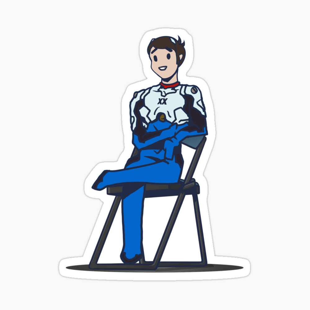 Happy Shinji in Folding Chair - Neon Genesis Evangelion Design