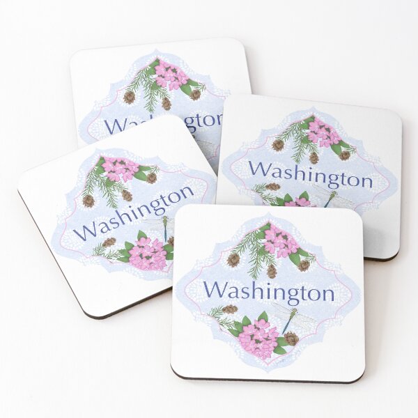 Item preview, Washington State Pride| Washington State Flower Coastal Rhododendron Western Hemlock Green Darner Dragonfly | US State Collection State Icon Illustration  designed and sold by JourneyHomeMade.