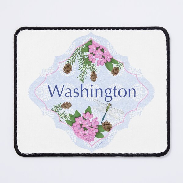 Item preview, Washington State Pride| Washington State Flower Coastal Rhododendron Western Hemlock Green Darner Dragonfly | US State Collection State Icon Illustration designed and sold by JourneyHomeMade.
