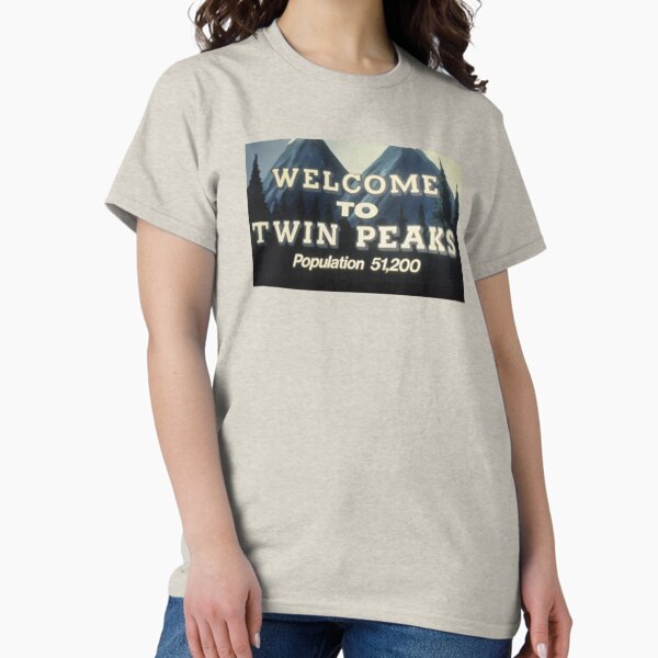 Vista previa del artículo con la obra «Twin Peaks Bienvenido a Twin Peaks Población 51,201 Signo», diseñado y vendido por FifthSun.