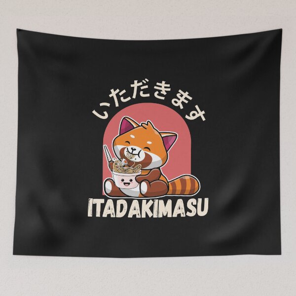 Item preview, kawaii red panda itadakimasu designed and sold by HB Shirts.