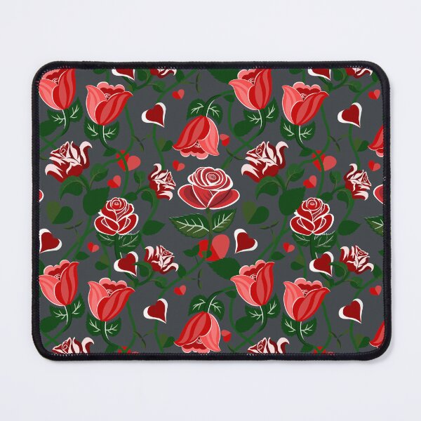 Item preview, Cute Hearty Rose Flowers with Green Leaves Grey Pattern designed and sold by Moyanana.
