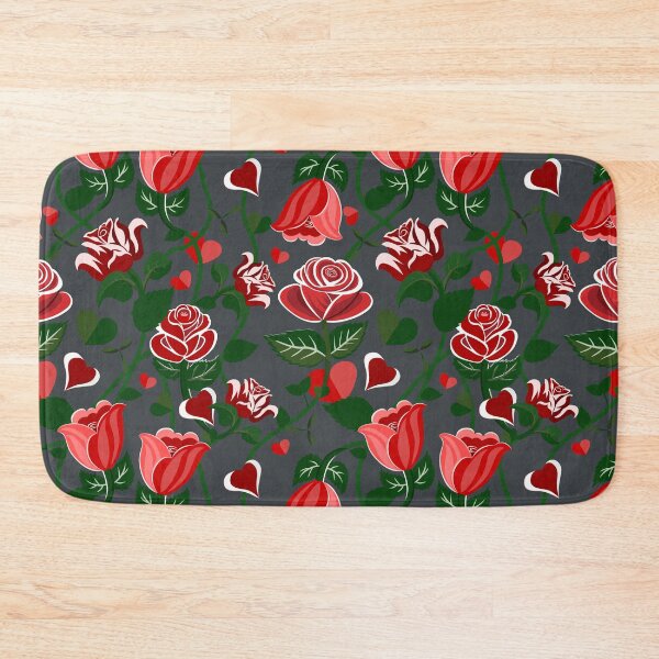 Item preview, Cute Hearty Rose Flowers with Green Leaves Grey Pattern designed and sold by Moyanana.
