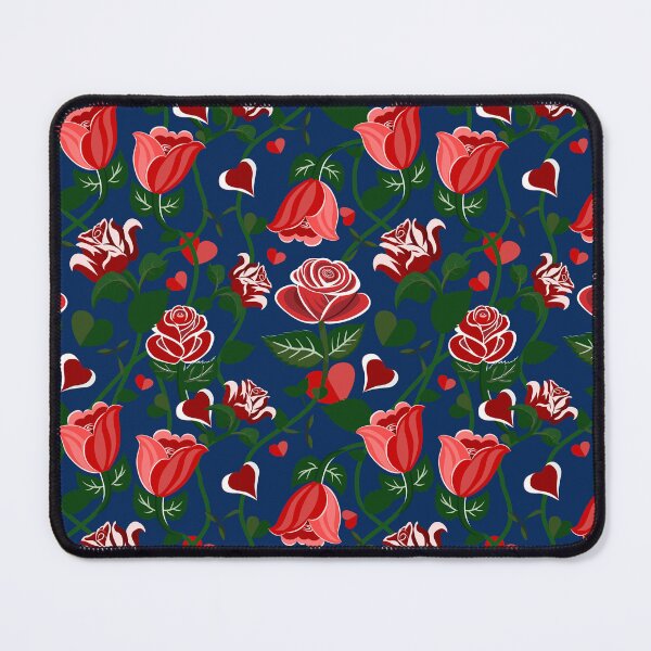 Item preview, Cute Hearty Rose Flowers with Green Leaves Deep Blue Pattern designed and sold by Moyanana.