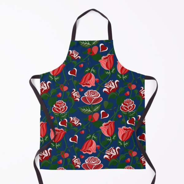 Item preview, Cute Hearty Rose Flowers with Green Leaves Deep Blue Pattern designed and sold by Moyanana.