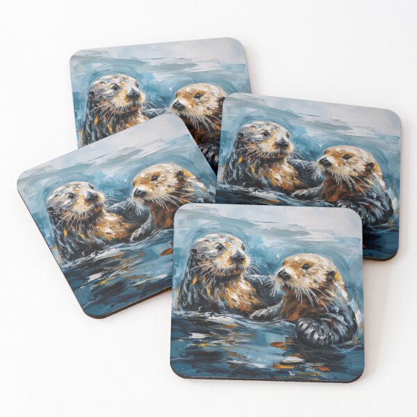 Item preview, Finger painting sea otters designed and sold by Matt's Artificial Nature.