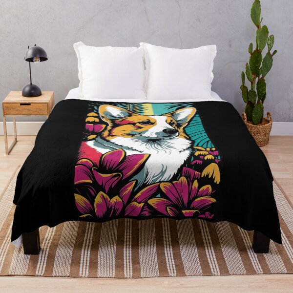 Item preview, Corgi Dog Vibrant Tropical Flower Tall Retro Vintage Digital Pop Art Portrait designed and sold by arthouseflunky.