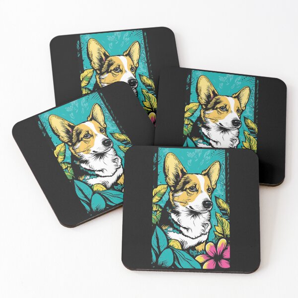 Item preview, Corgi Dog Vibrant Tropical Flower Tall Retro Vintage Digital Pop Art Portrait 3 designed and sold by arthouseflunky.