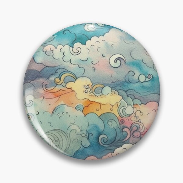 Item preview, Delightfully Overcast: A Watercolor Pattern of Colorful Cloudy Skies designed and sold by silkaardvark.
