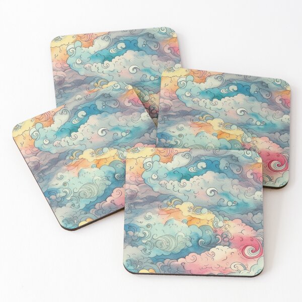 Item preview, Delightfully Overcast: A Watercolor Pattern of Colorful Cloudy Skies designed and sold by silkaardvark.