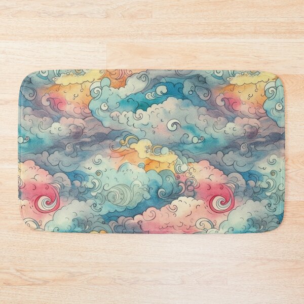 Item preview, Delightfully Overcast: A Watercolor Pattern of Colorful Cloudy Skies designed and sold by silkaardvark.