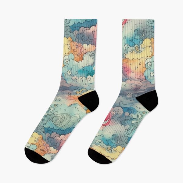 Item preview, Delightfully Overcast: A Watercolor Pattern of Colorful Cloudy Skies designed and sold by silkaardvark.