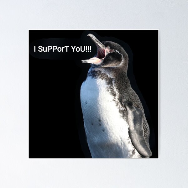 Artikelvorschau, Galapagos Penguin supports you and your efforts (Black background)  entworfen und verkauft von SBPenguins.