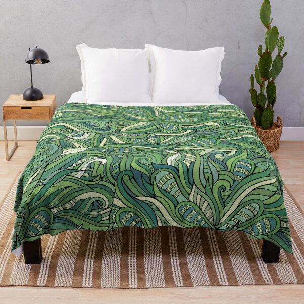 Item preview, Green Line Art Pattern designed and sold by KatsCanvas.