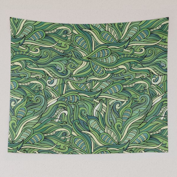 Item preview, Green Line Art Pattern designed and sold by KatsCanvas.