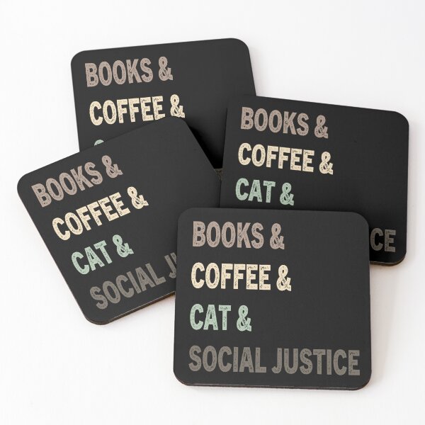 Item preview, books and coffee and cat and social justice designed and sold by axoniej.