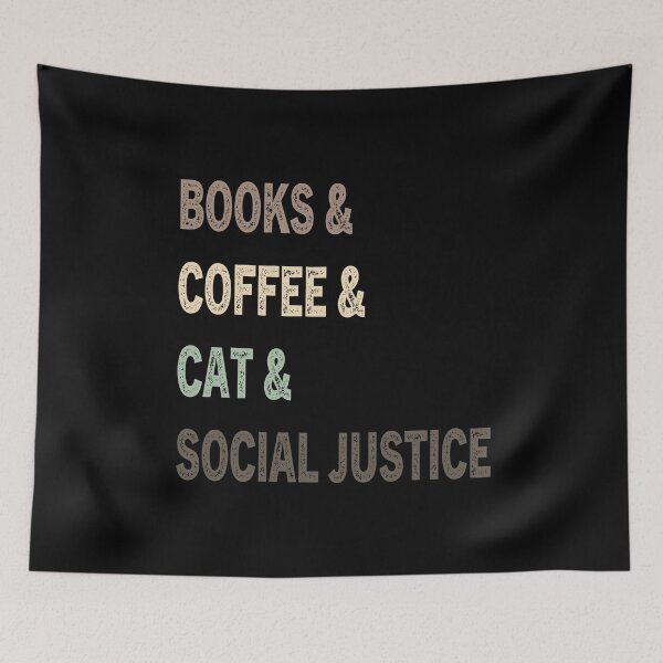 Item preview, books and coffee and cat and social justice designed and sold by axoniej.