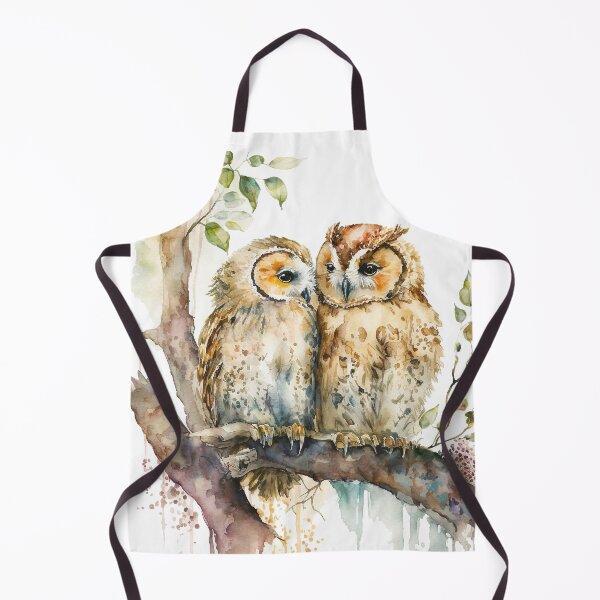 Item preview, Pair of Owls Watercolor owl painting, owl birds on branch designed and sold by adlydesigns.
