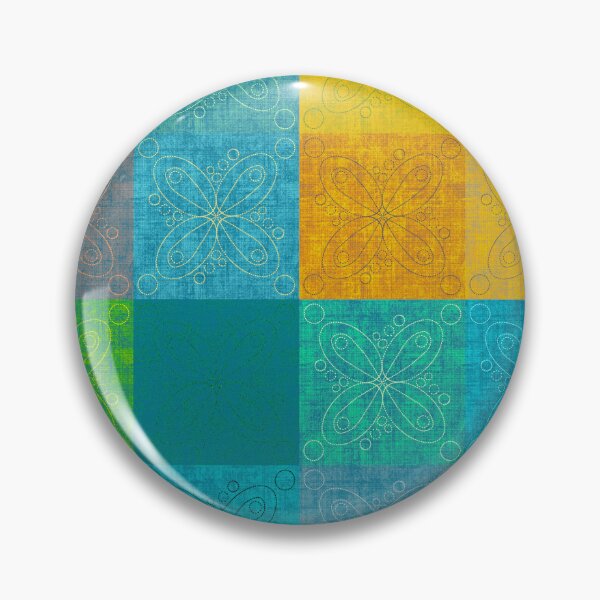 Item preview, Linen patchwork - yellow/turquoise designed and sold by PurpleSandpiper.