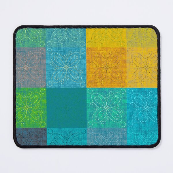 Item preview, Linen patchwork - yellow/turquoise designed and sold by PurpleSandpiper.