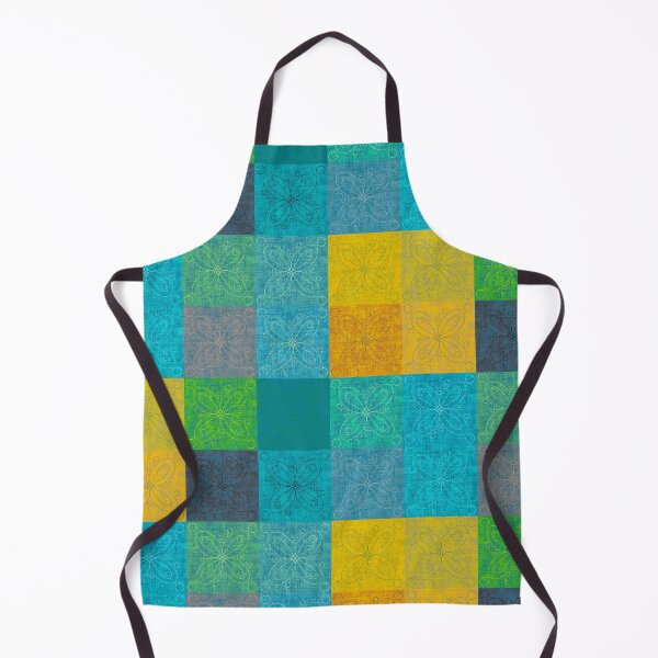 Item preview, Linen patchwork - yellow/turquoise designed and sold by PurpleSandpiper.