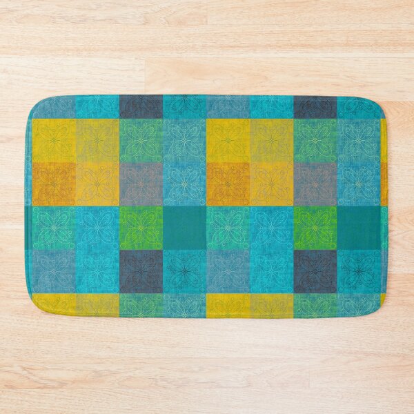 Item preview, Linen patchwork - yellow/turquoise designed and sold by PurpleSandpiper.
