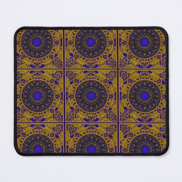 Item preview, Mandala Golden Flower Royal Blue Square - Mandalas designed and sold by internlvisions.