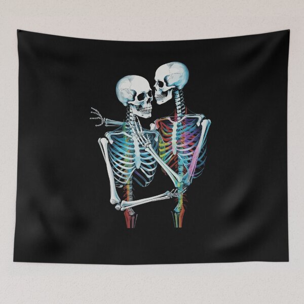 Item preview, Skeleton Lovers Embracing in Eternal Love - Halloween Illustration designed and sold by All Souls Dream.
