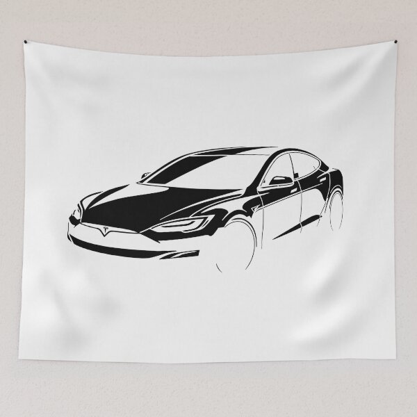 Item preview, Tesla Model S Plaid Original Fan Art Black S02 designed and sold by valrusc.