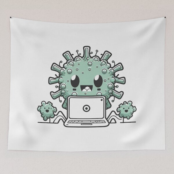 Item preview, Cute happy computer virus will eat your data designed and sold by NxtGenArt.