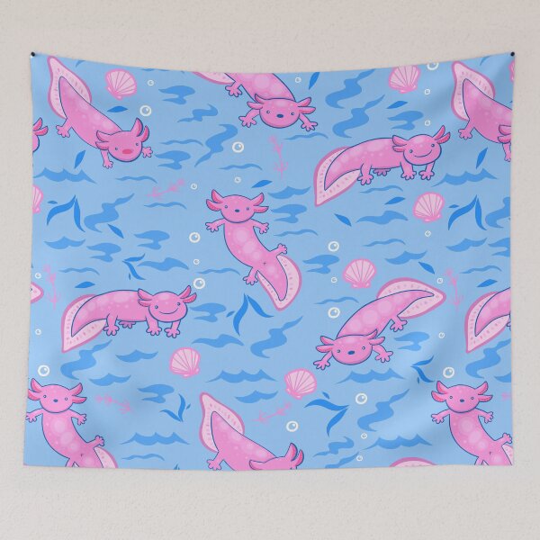 Item preview, cute pink Axolotl underwater seashells designed and sold by Gossip Rag.