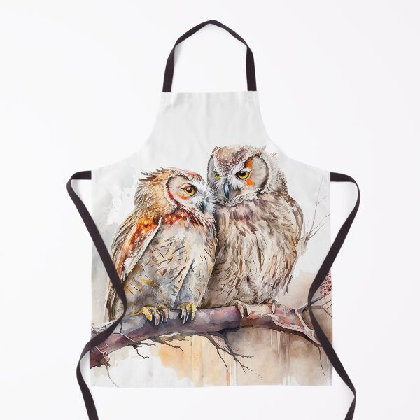 Item preview, Two Owls Watercolor owl painting, owl birds on branch designed and sold by adlydesigns.