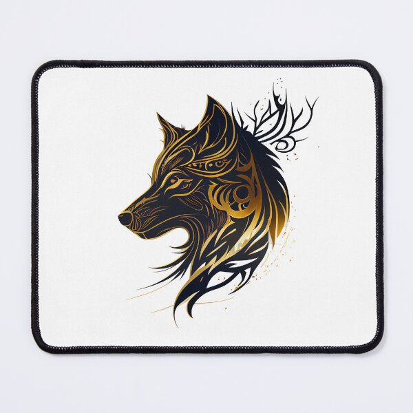 Item preview, Black and Gold Tribal Wolf designed and sold by ShadowAndSlate.