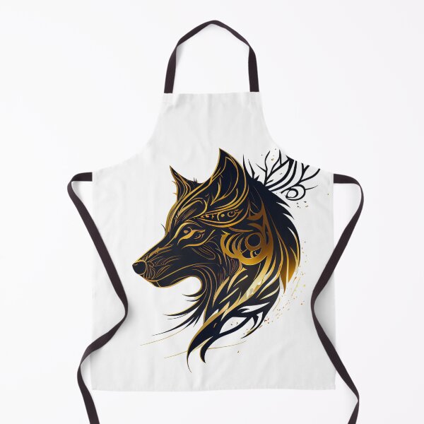 Item preview, Black and Gold Tribal Wolf designed and sold by ShadowAndSlate.